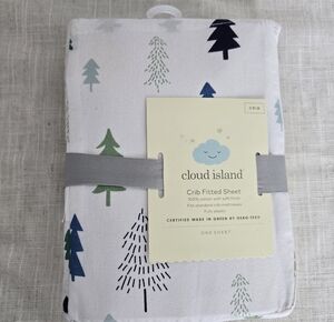 Cloud Island 100% Cotton OekoTex Fully Elastic TREE Design Fitted Crib Sheet NWT